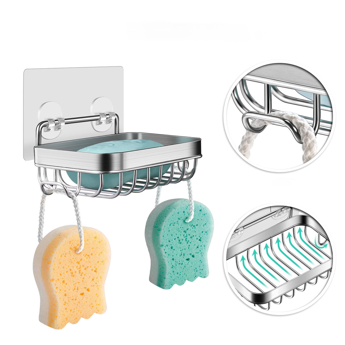 Wall Mounted Draining Shower Wall Soap Dish Holder for Bathroom Tile